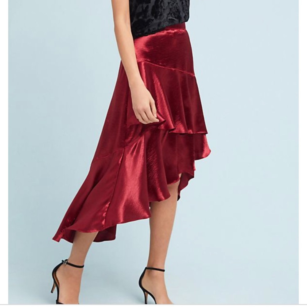 Anthropologie Tiered Maxi Satin Skirt NWT Medium - Picture 2 of 6